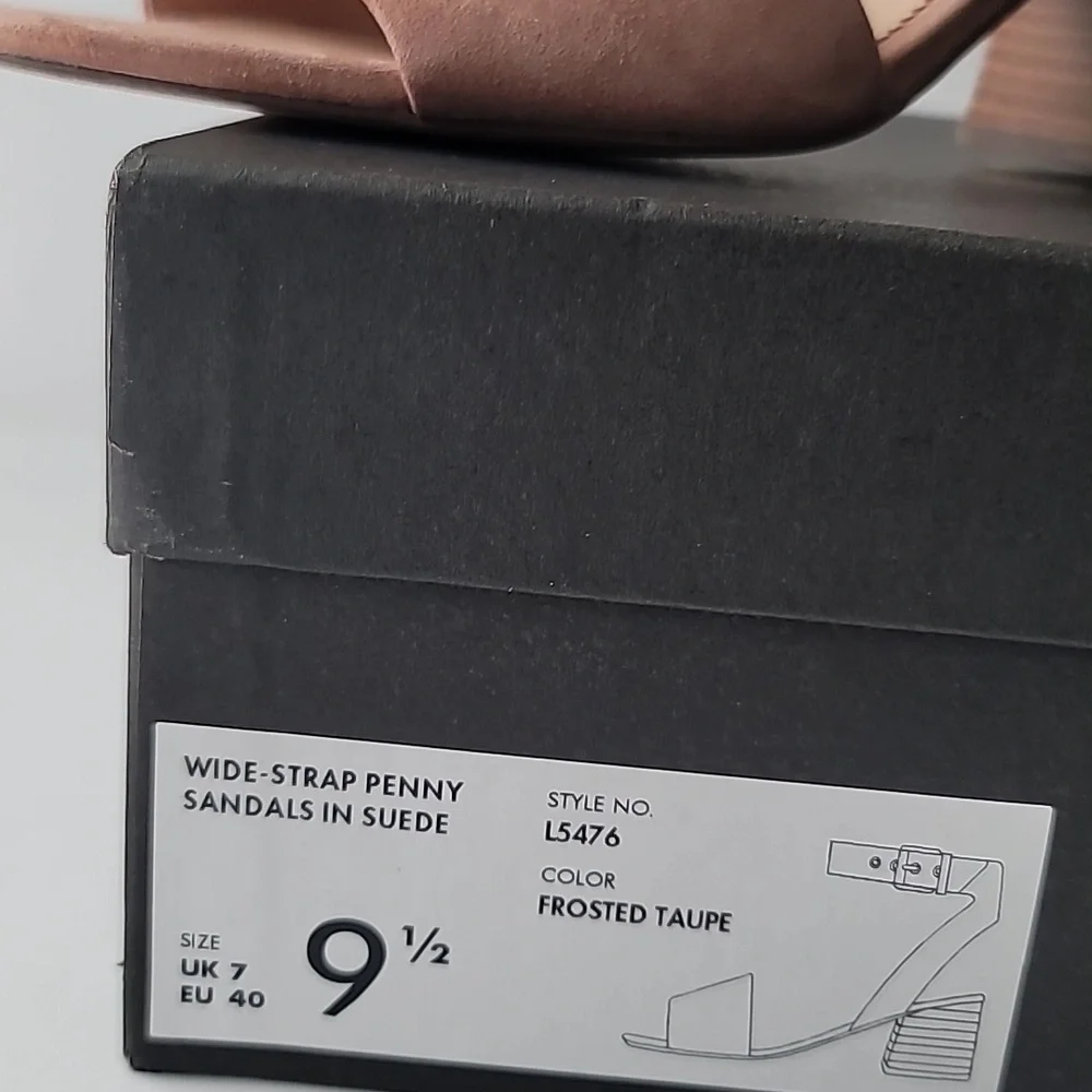 J. Crew Wide - Strap Penny Sandals in Suede, Frosted Taupe, 9.5 - Picture 12 of 13